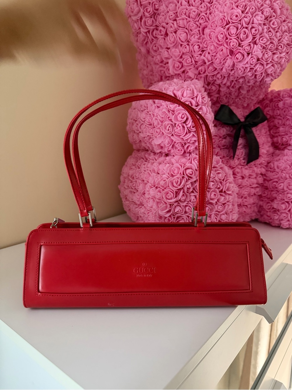 Gucci Red Leather Slim Shoulder Bag